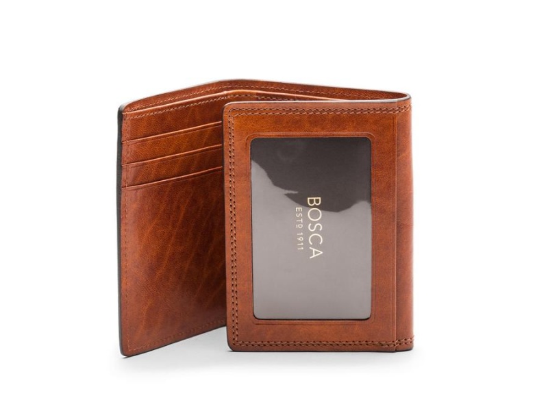 Bosca Double I.D. Trifold Wallet Bruna | MSEFT94204