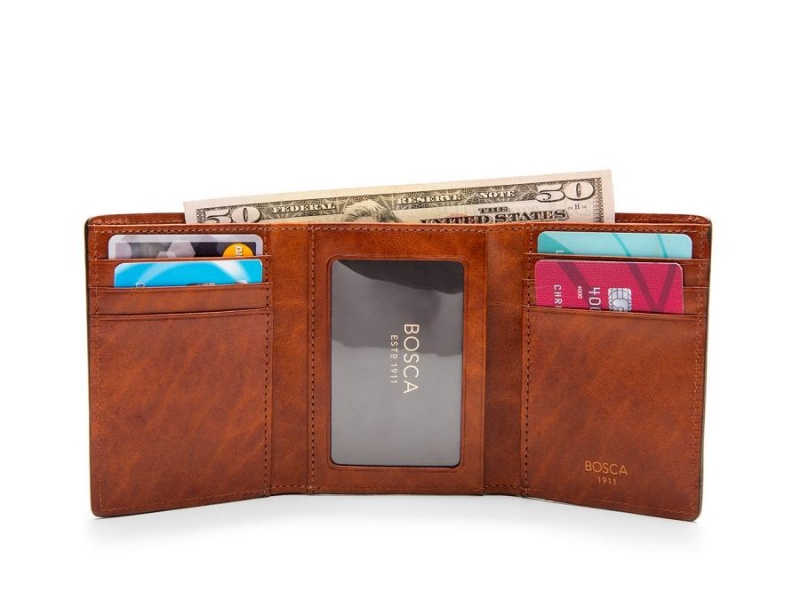 Bosca Double I.D. Trifold Wallet Bruna | MSEFT94204