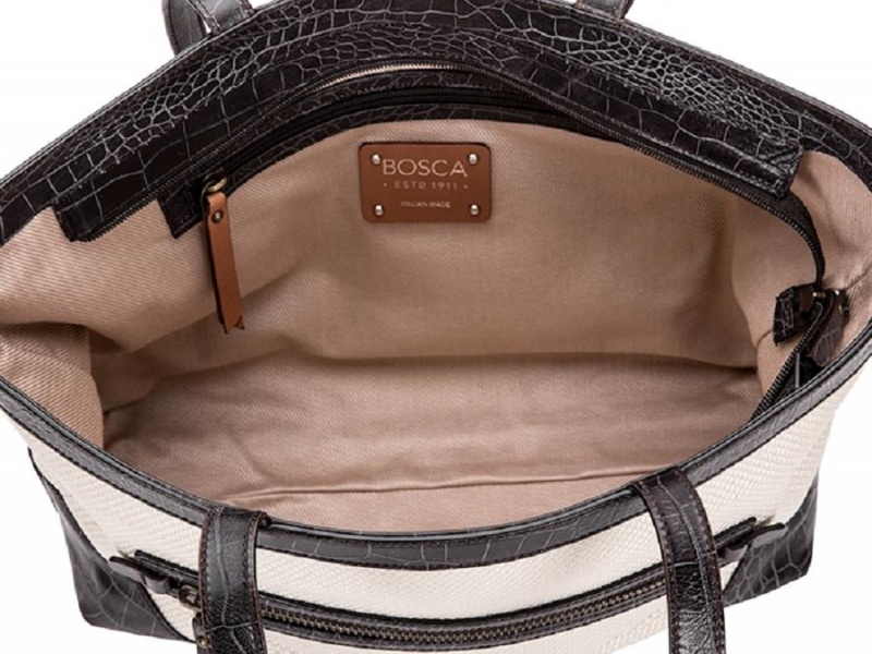 Bosca Fitzroy Tote Svarta Vita | USETG38507