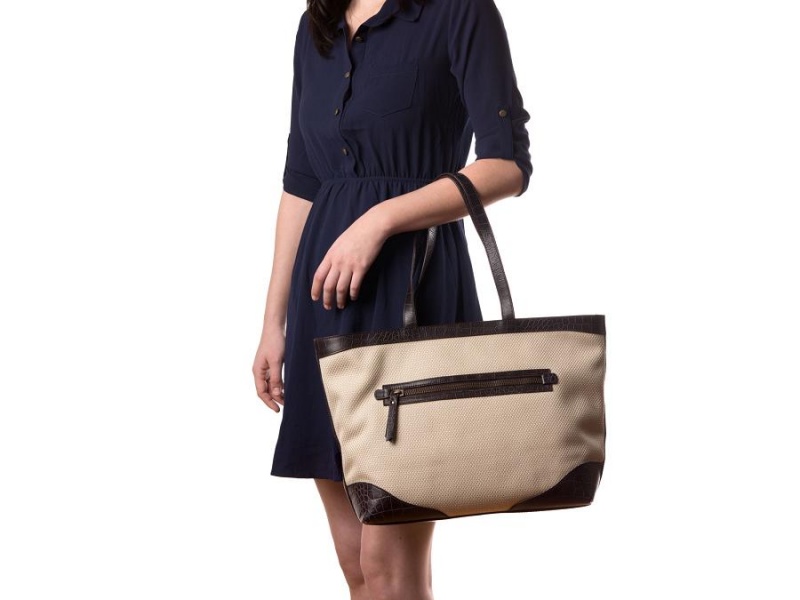 Bosca Fitzroy Tote Svarta Vita | USETG38507