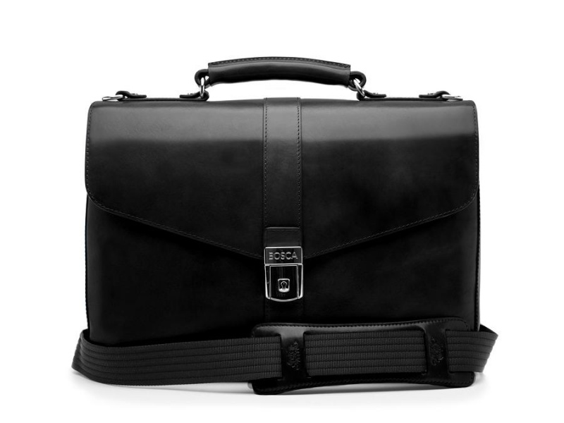 Bosca Flapover Briefcase Svarta | ESEVG46381