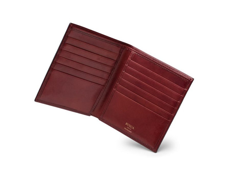Bosca Italia 12 Pocket Wallet Mörkröda | SEXBR50934