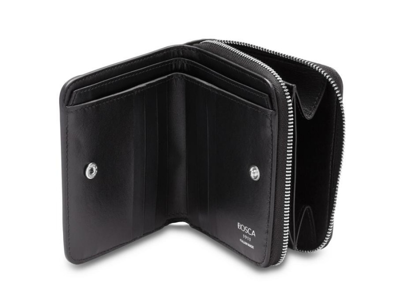 Bosca Italia 4" Billfold Wallet with Zip Svarta | SEEAH36979