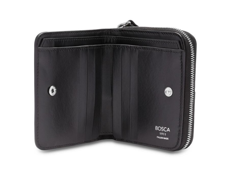Bosca Italia 4" Billfold Wallet with Zip Svarta | SEEAH36979