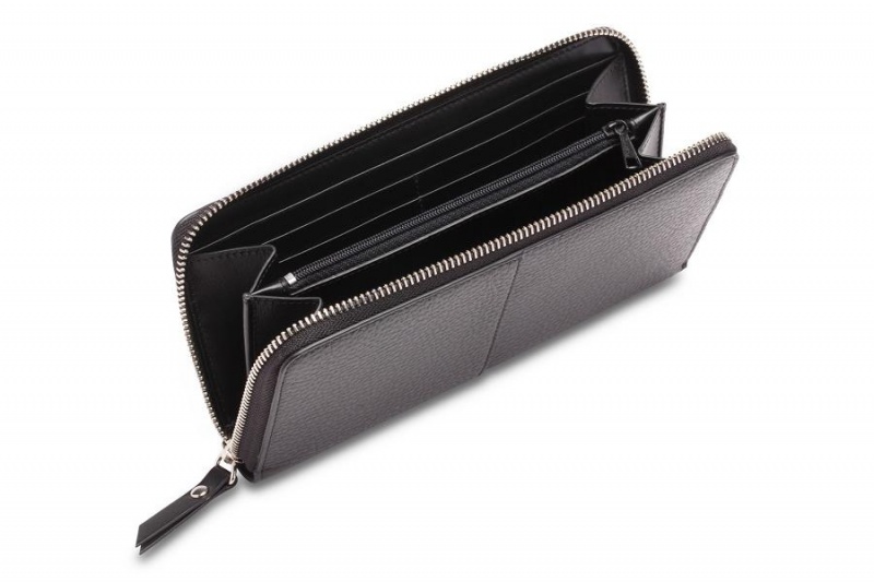 Bosca Italia 8" Accordion Zip Wallet Svarta | SEQCS30414