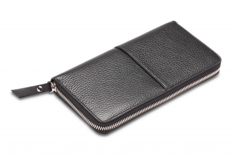 Bosca Italia 8" Accordion Zip Wallet Svarta | SEQCS30414