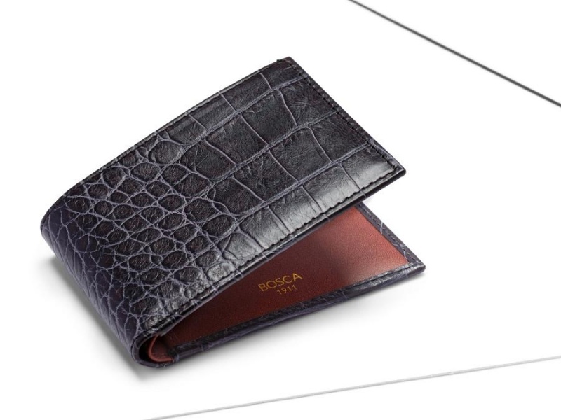 Bosca Small Vintage Crocco Bifold Svarta | DSEKV44725