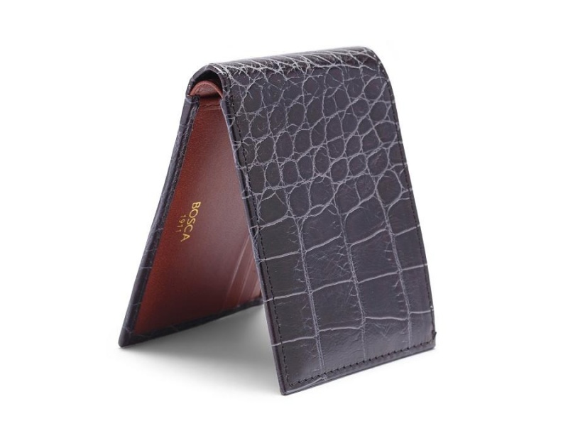 Bosca Small Vintage Crocco Bifold Svarta | DSEKV44725