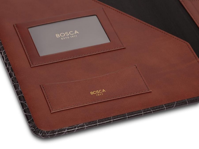 Bosca Vintage Crocco Läder Portfolio Svarta | BSESD59824