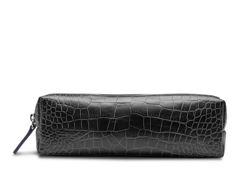 Bosca Vintage Crocco Pencil Pouch Svarta | SEQAV41881
